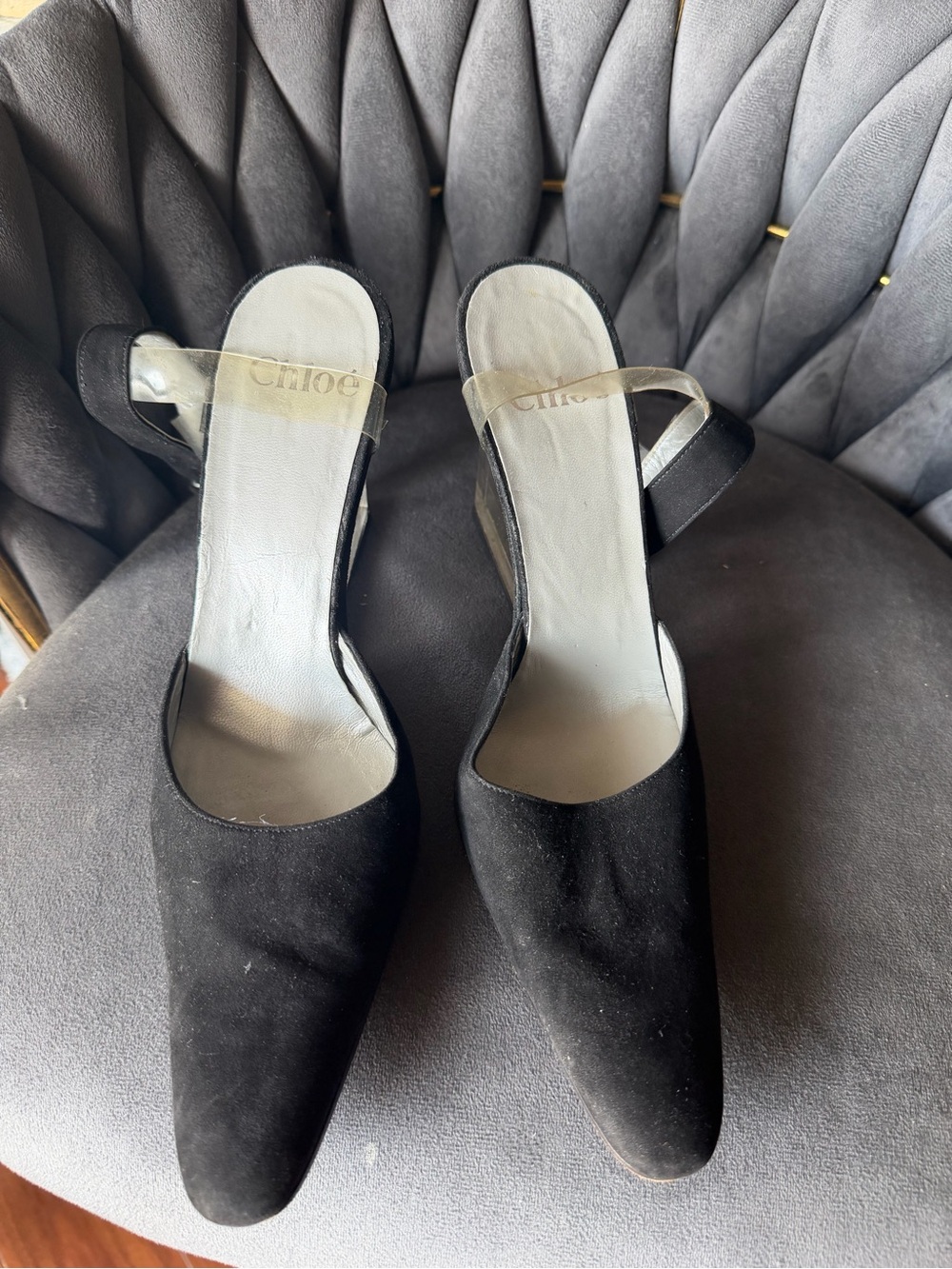 Chloe Black Slingback Pointed-Toe Heels size 37